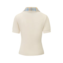 False Two-piece Open Collar Polo &A-Line Pleated Skirt