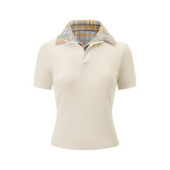 False Two-piece Open Collar Polo &A-Line Pleated Skirt