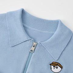 Knit Rib Zip Collar Long Sleeve Shirt