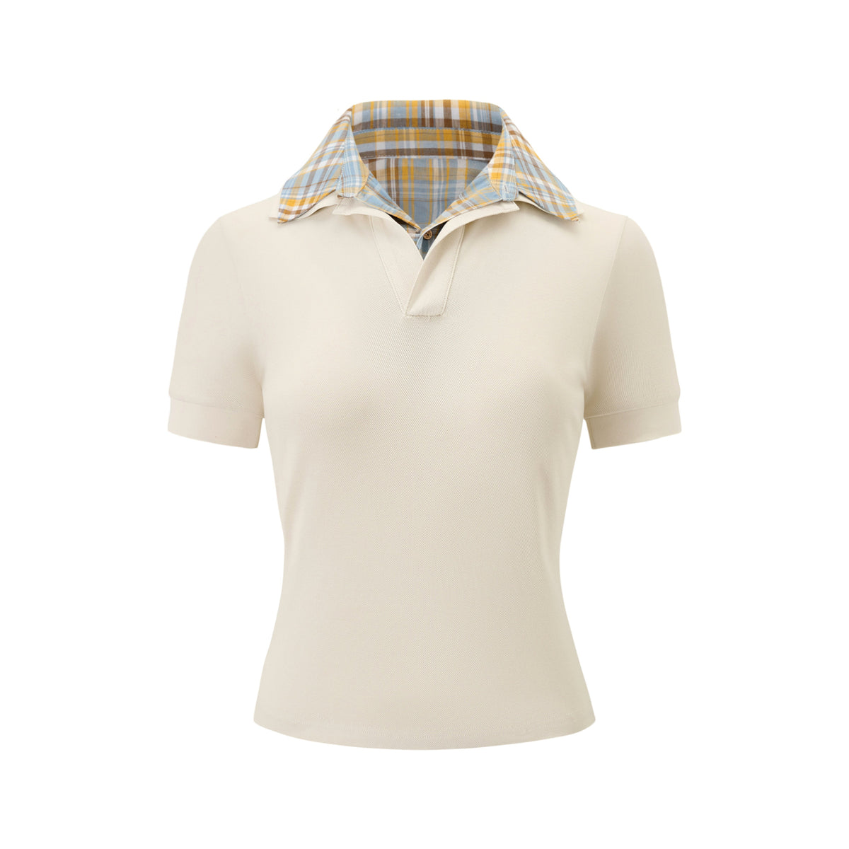 False Two-piece Open Collar Polo ＆A-Line Pleated Skirt