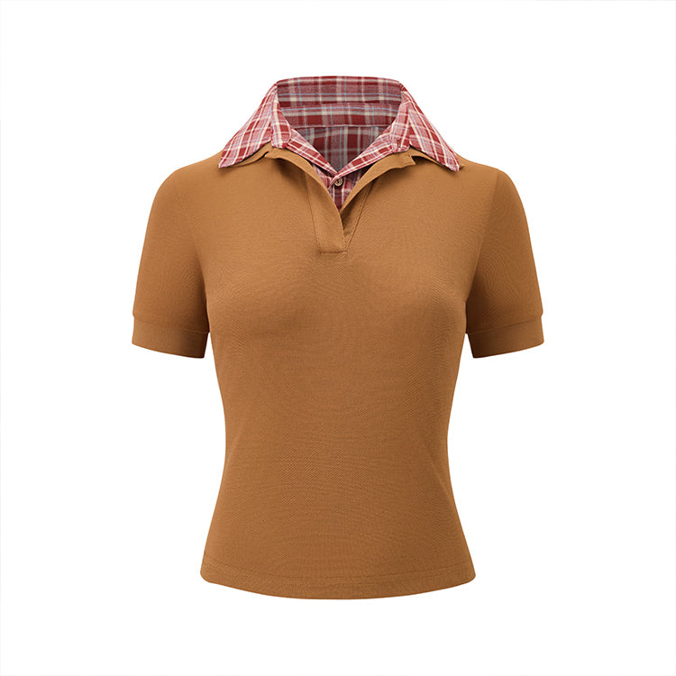 False Two-piece Open Collar Polo