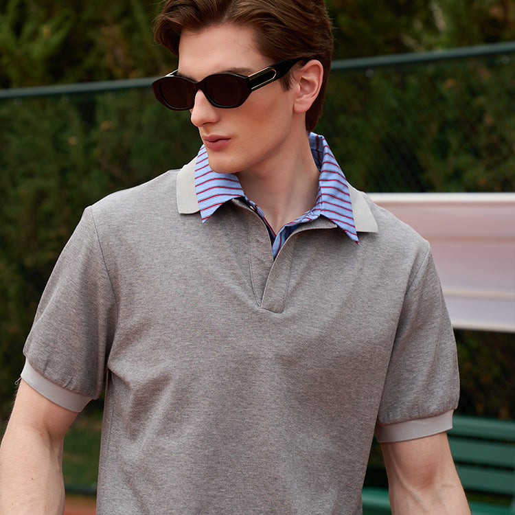 False Two-piece Open Collar Polo