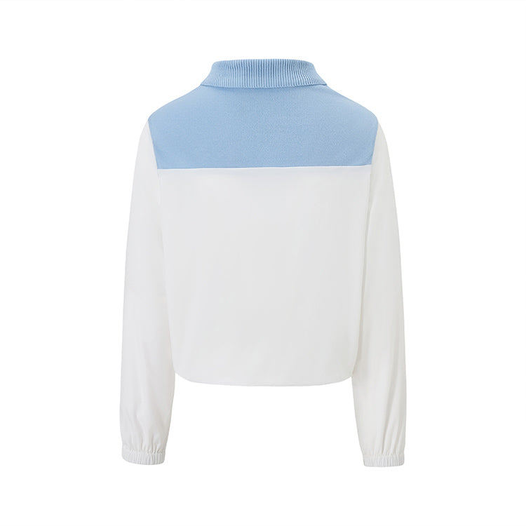 Knit Rib Zip Collar Long Sleeve Shirt