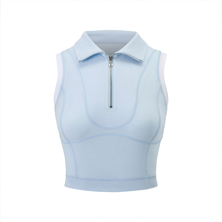 Zip Sleeveless Polo