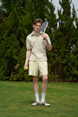 False Two-piece Open Collar Polo &Two-Layer Short