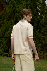 False Two-piece Open Collar Polo &Two-Layer Short