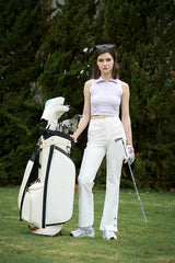 Zip Sleeveless Polo & Flared trousers