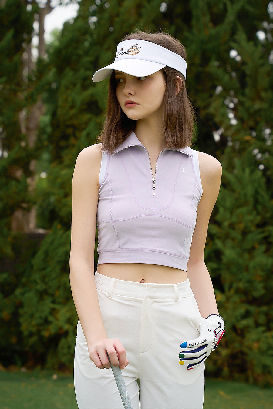 Zip Sleeveless Polo & Flared trousers