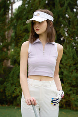 Zip Sleeveless Polo & Flared trousers