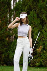 Zip Sleeveless Polo & Flared trousers