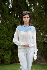Knit Rib Zip Collar Long Sleeve Shirt & Flared trousers